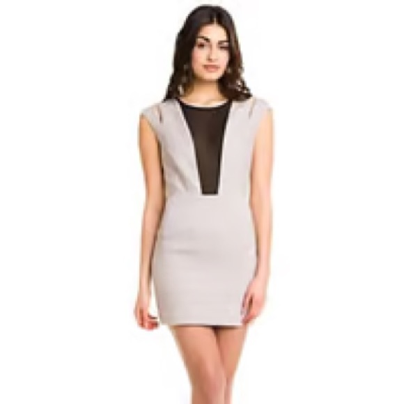 Anthropologie Dresses & Skirts - Anthropologie Stella + Jamie Small Gray, Black Stripe Mesh Cap Sleeve Mini Dress